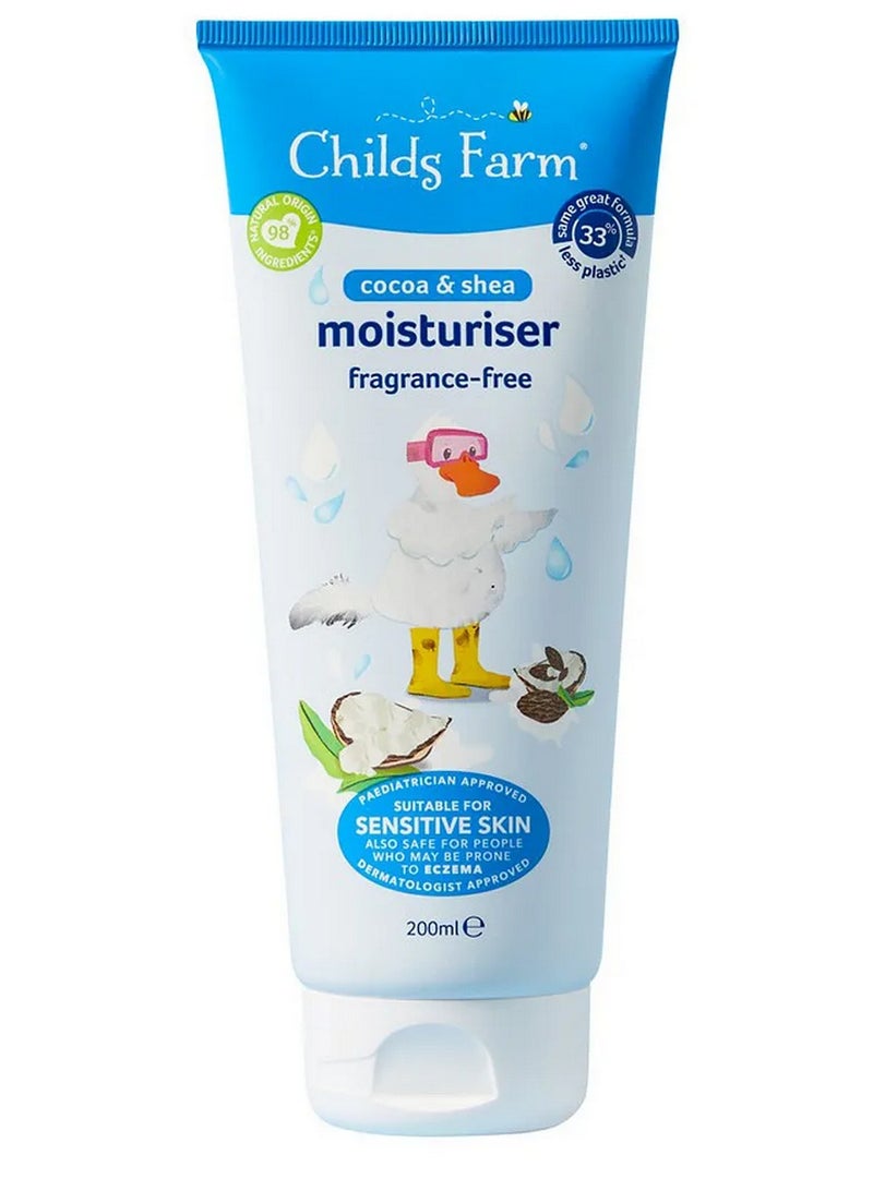 Childs Farm Baby Moisturiser Fragrance Free Cocoa And Shea Butters Hydrate Baby'S Skin Nourishes 200 ML